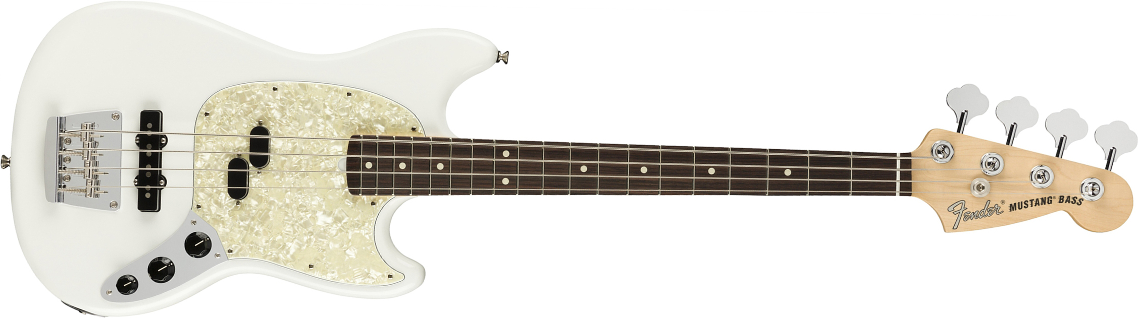 Fender Mustang Bass American Performer Usa Rw - Arctic White - Basse Électrique Enfants - Main picture