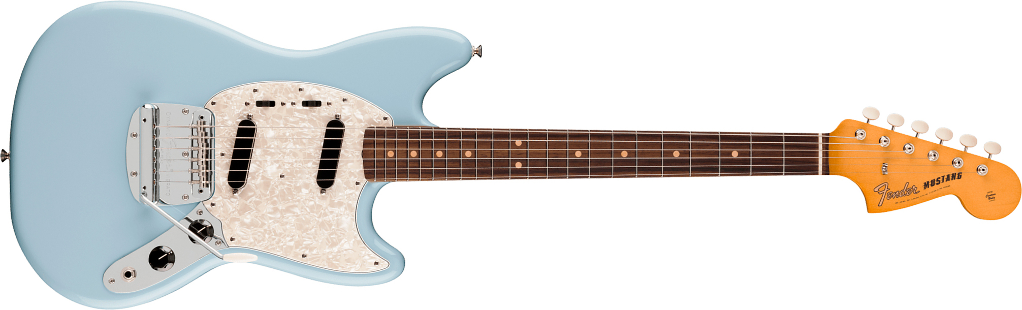 Fender Mustang Mid 60s Vintera 3 Mex Shsc 2s Trem Rw - Sonic Blue - Guitare Électrique RÉtro Rock - Main picture