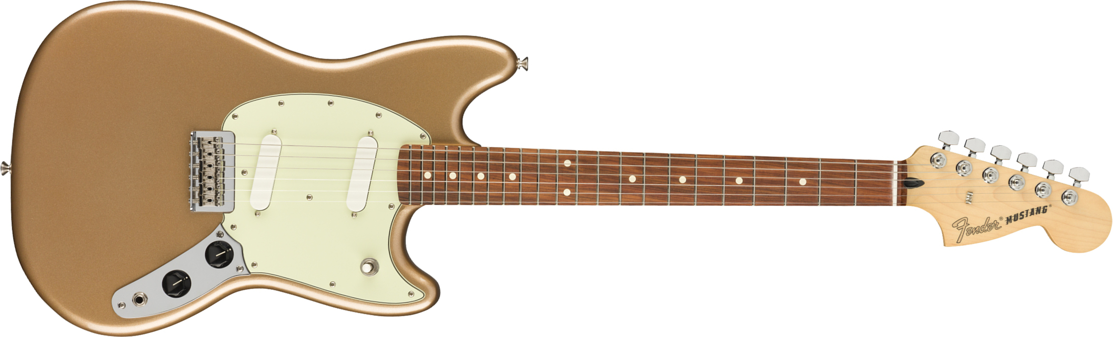 Fender Mustang Player Mex Ht Ss Pf - Firemist Gold - Guitare Électrique RÉtro Rock - Main picture