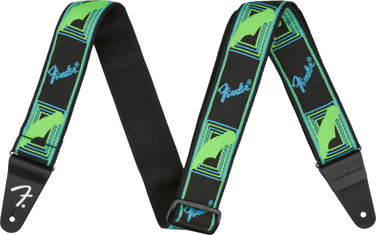Sangle courroie Fender Neon Monogrammed Guitar Strap - Green/Blue