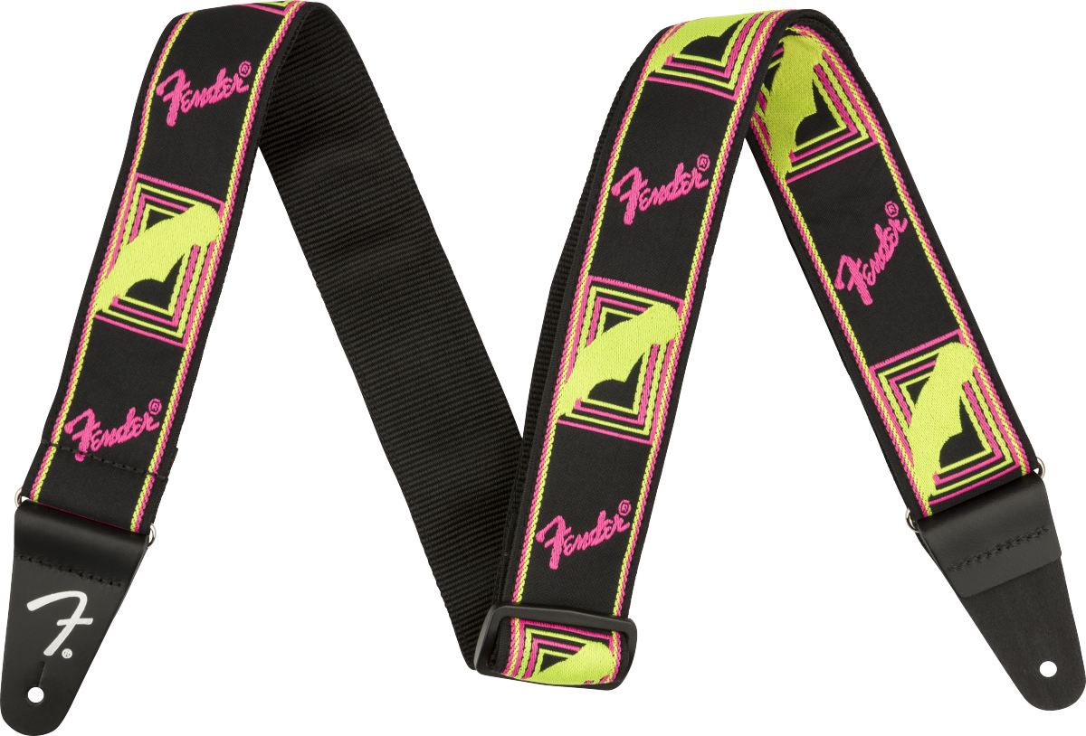 Fender Neon Monogrammed Guitar Strap Poly Yellow/pink - Sangle Courroie - Main picture