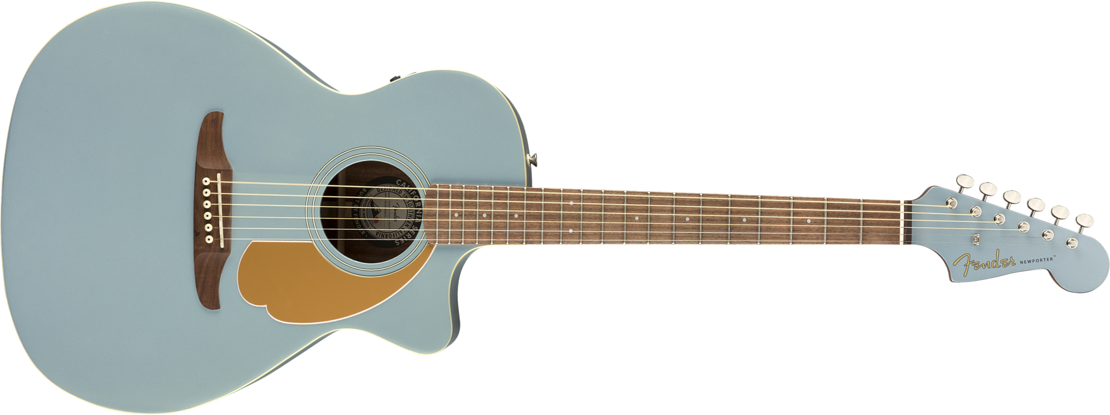 Fender Newporter Player Auditorium Cw Epicea Acajou Wal - Ice Blue Satin - Guitare Electro Acoustique - Main picture