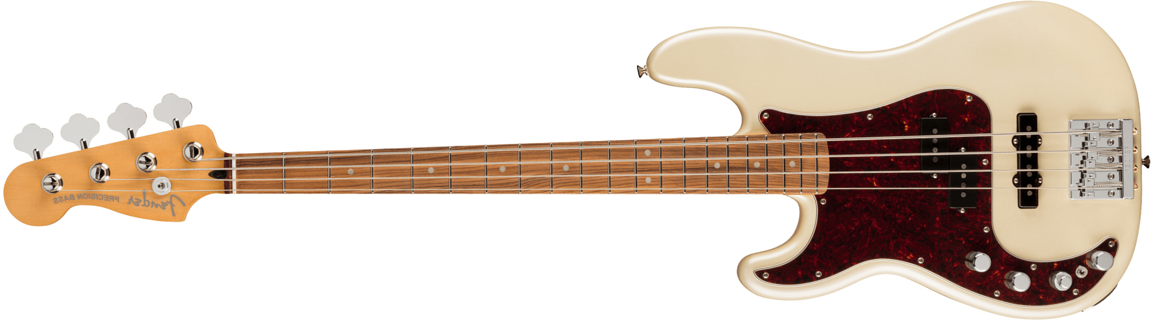 Fender Precision Bass Player Plus Gaucher Mex Active Pf - Olympic Pearl - Basse Électrique Solid Body - Main picture