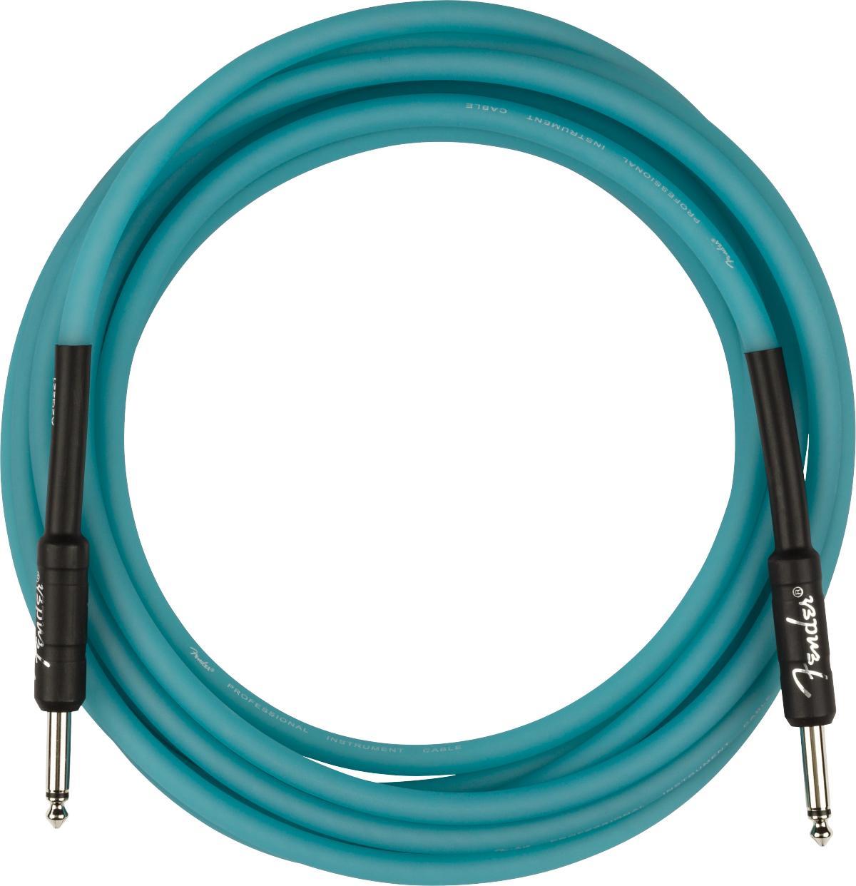 Câble Fender Pro Glow In The Dark Instrument Cable, 18.6ft, Straight/Straight - Blue