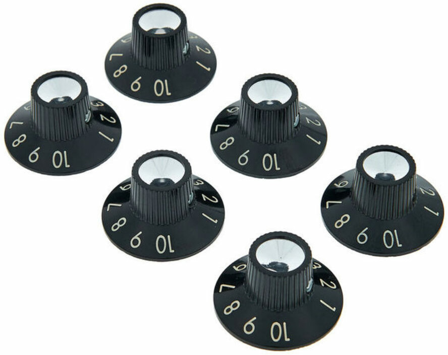 Fender Pure Vintage Black-silver Skirted Amplifier Knobs X6 - Bouton Ampli - Main picture