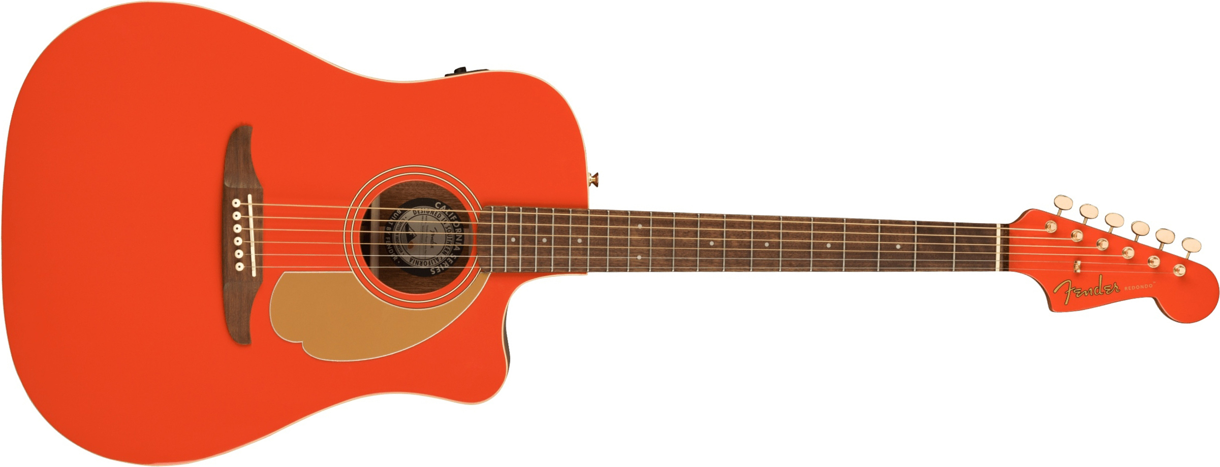Fender Redondo Player California Ltd Dreadnought Cw Epicea Acajou Wal - Fiesta Red - Guitare Acoustique - Main picture