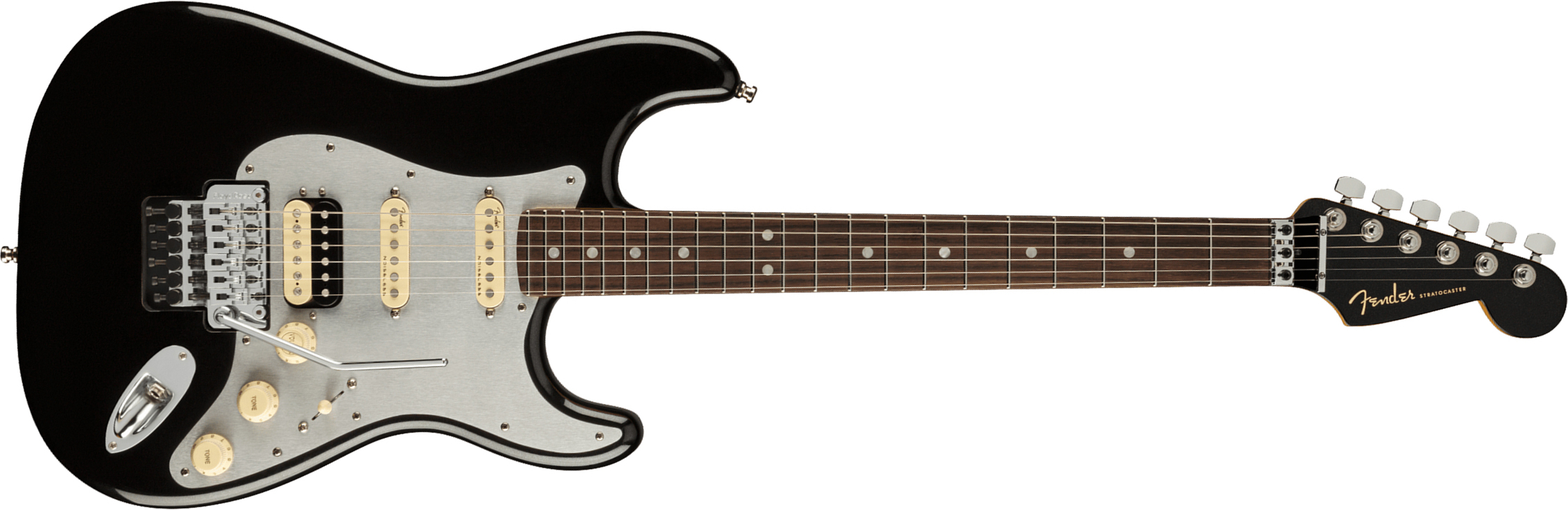 Fender Strat American Ultra Luxe Hss Floyd Rose Usa Fr Rw +etui - Mystic Black - Guitare Électrique Forme Str - Main picture