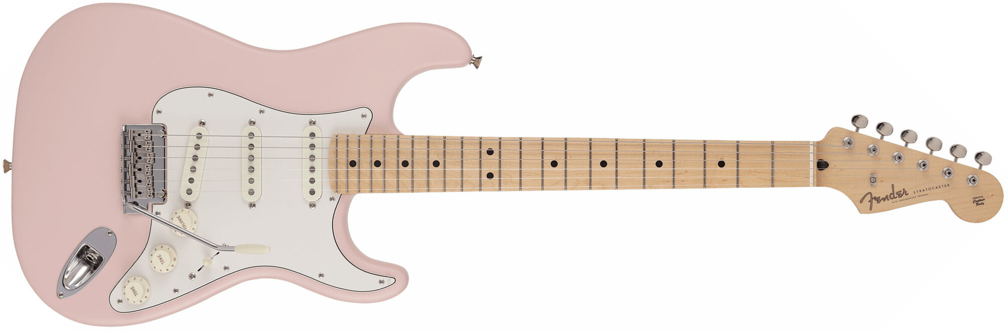 Fender Strat Junior Mij Jap 3s Trem Rw - Satin Shell Pink - Guitare Électrique Enfant - Main picture