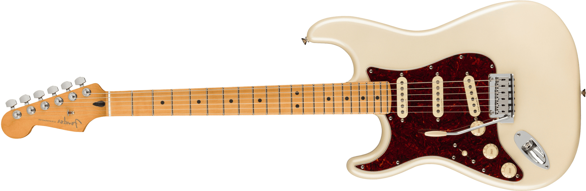 Fender Strat Player Plus Lh Mex Gaucher 3s Trem Mn - Olympic Pearl - Guitare Électrique Gaucher - Main picture