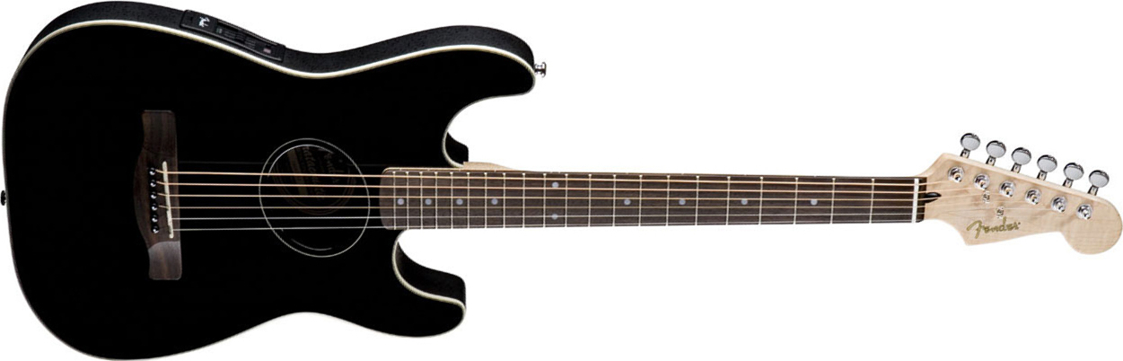 Fender Stratacoustic Standard (rw) - Black Gloss - Guitare Acoustique Voyage - Main picture