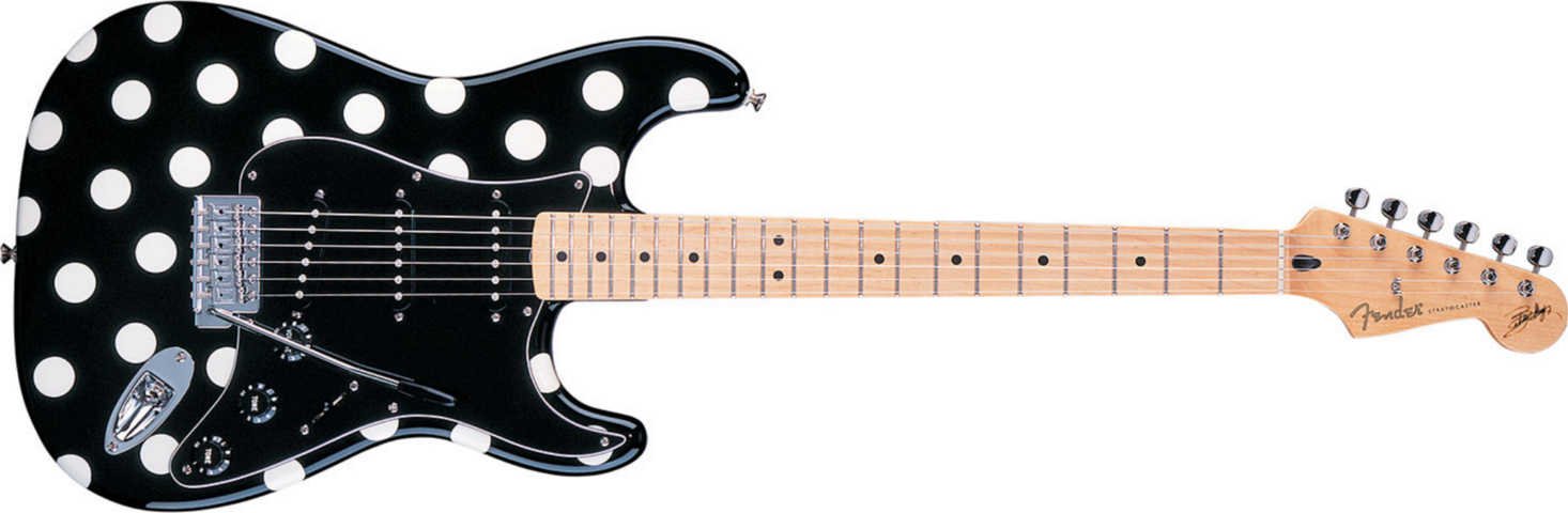 Fender Strat Mexican Artist Buddy Guy 3s Mn Black White Dots - Guitare Électrique Forme Str - Main picture