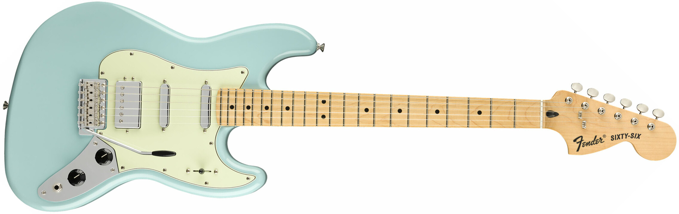 Fender The Sixty-six Alternate Reality Mex Hss Trem Mn - Daphne Blue - Guitare Électrique Double Cut - Main picture