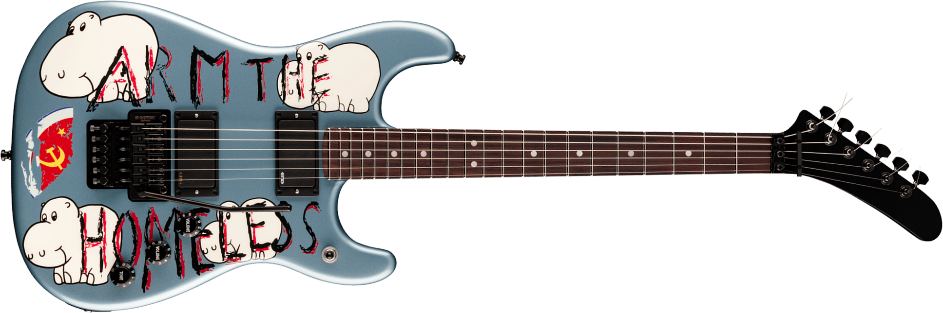 Fender Tom Morello Strat Arm The Homeless Signature 2h Emg Fr Rw - Blue Ice Metallic - Guitare Électrique Signature - Main picture