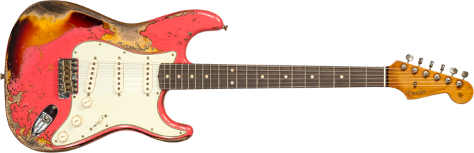 Fender Custom Shop 1960/63 Stratocaster #CZ566764 - Super heavy relic fiesta red ov. 3-color sunburst