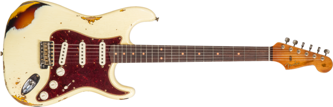 Fender Custom Shop Stratocaster 1961 #CZ563376 - Heavy relic vintage white/3-color sunburst
