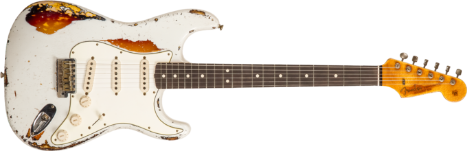 Fender Custom Shop Stratocaster 1963 Masterbuilt K.McMillin #R117544 - Ultimate relic olympic white/3-color sunburst