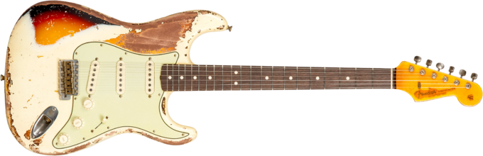 Fender Custom Shop Stratocaster 1963 Masterbuilt K.McMillin #R127301 - Ultimate relic vintage white/3-color sunburst