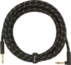 Câble Fender Deluxe Instrument Cable, 15ft, Straight/Angle - Black Tweed
