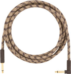 Câble Fender Festival Pure Hemp Instrument Cable, Straight/Angle, 10ft - Brown Stripe