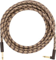 Câble Fender Festival Pure Hemp Instrument Cable, Straight/Angle, 18.6ft - Brown Stripe