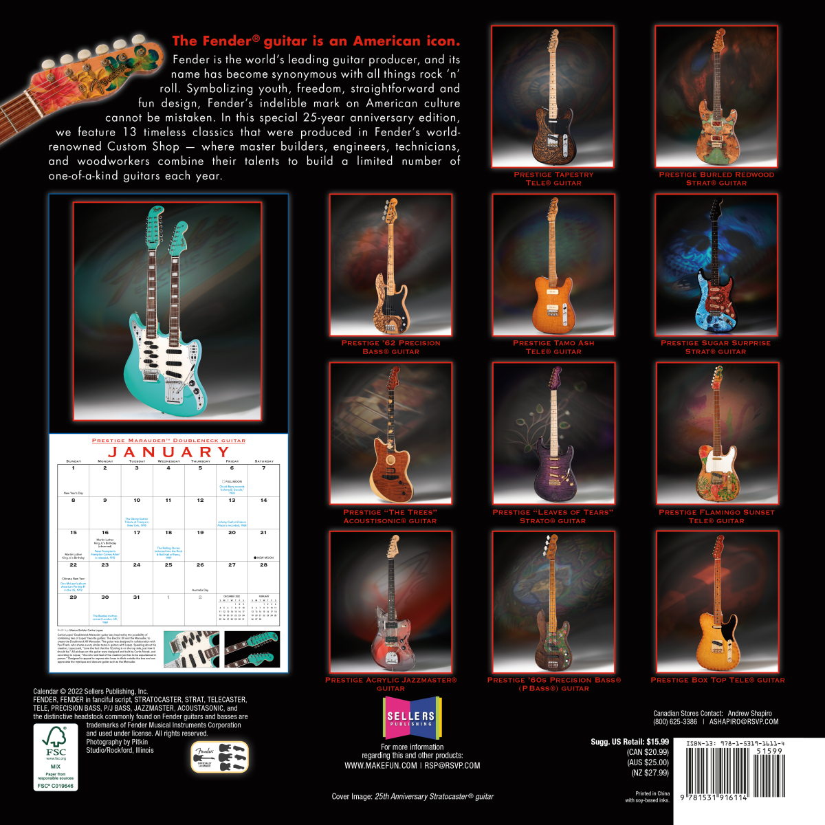Fender Custom Shop 2023 Guitar Calendar - Calendrier - Variation 1