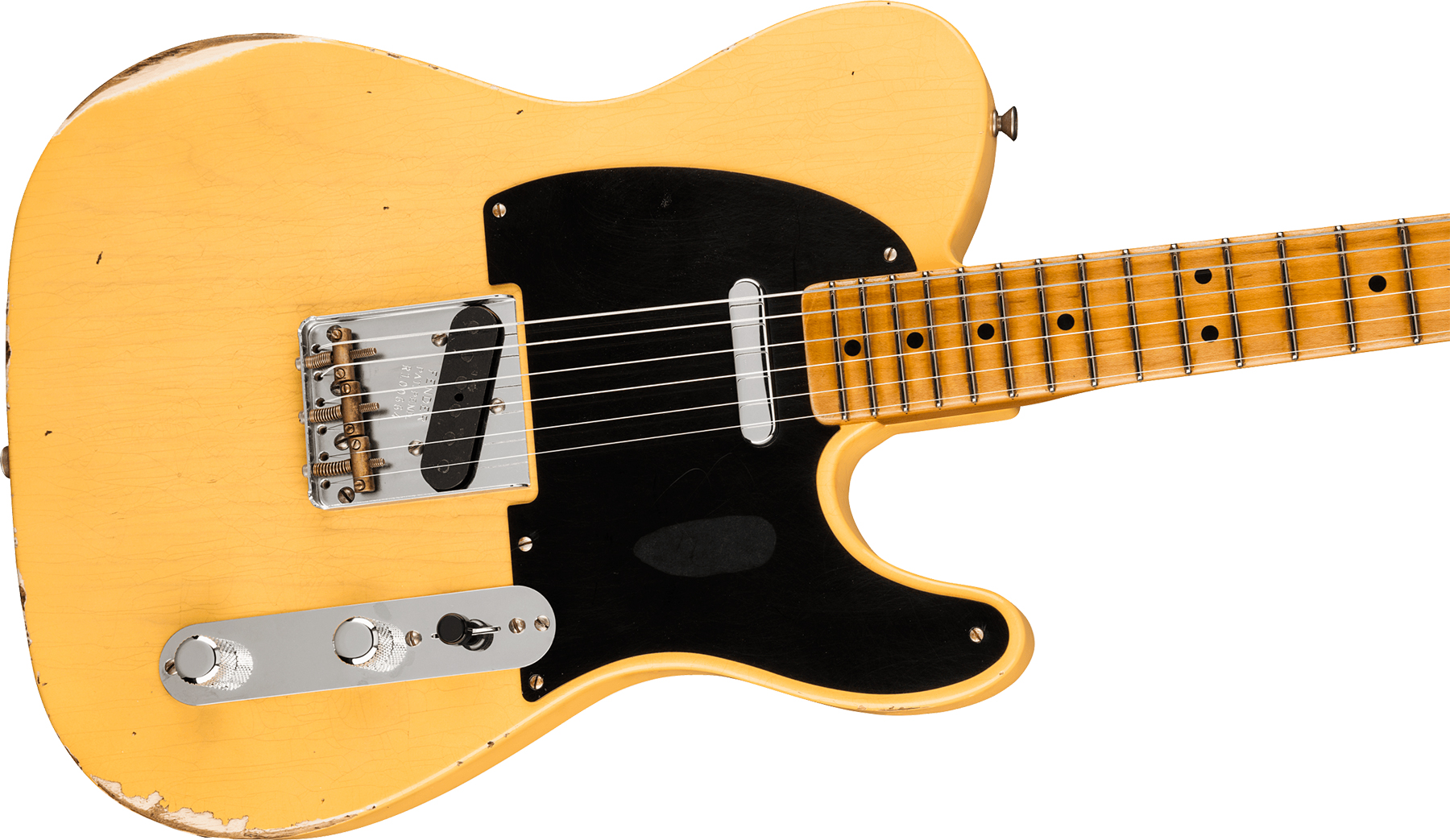 Fender Custom Shop Broadcaster Tele 70th Anniversary Ltd Mn - Relic Aged Nocaster Blonde - Guitare Électrique Forme Tel - Variation 2