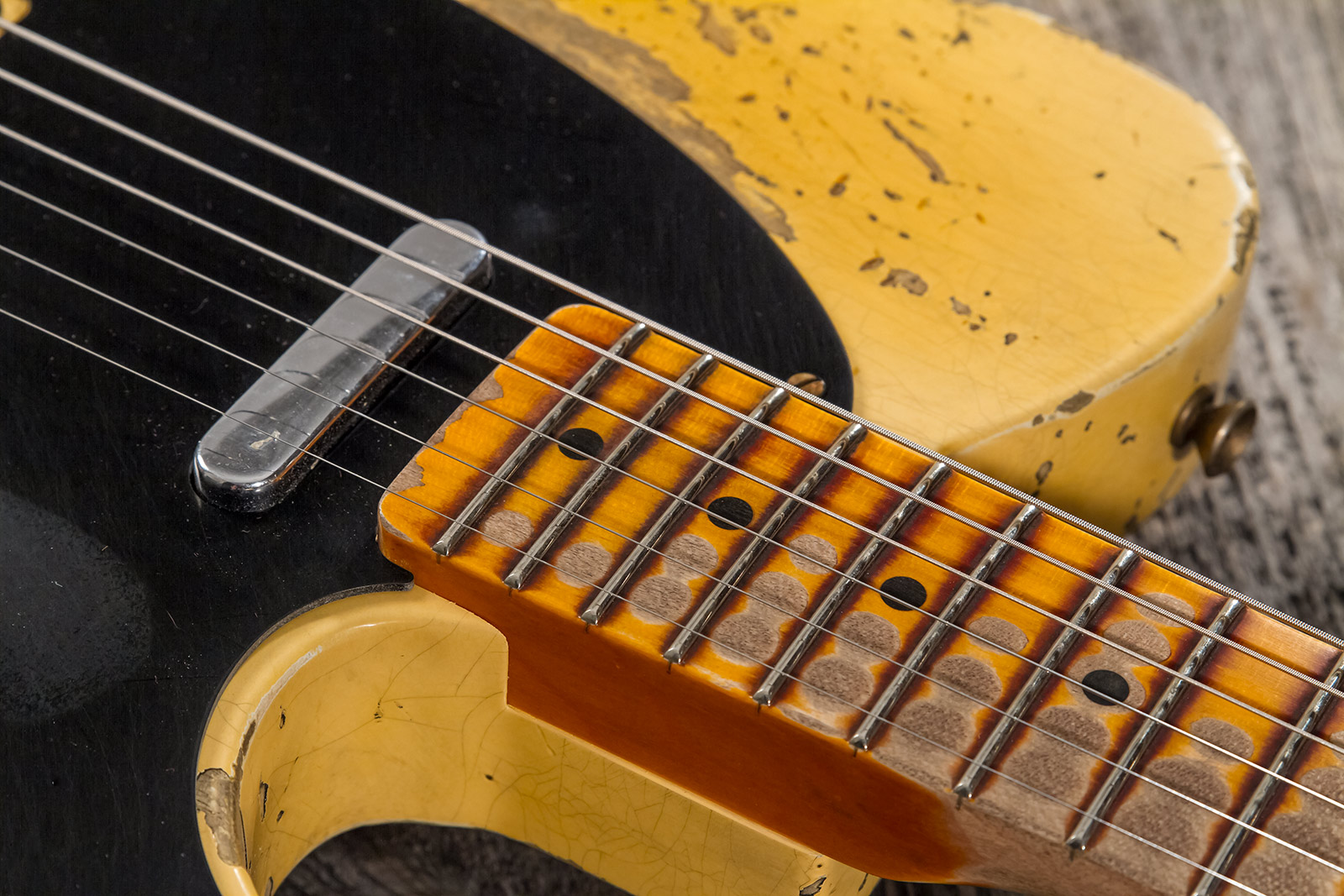 Fender Custom Shop Double Esquire/tele 1950 2s Ht Mn #r126773 - Super Heavy Relic Aged Nocaster Blonde - Guitare Électrique Forme Tel - Variation 3