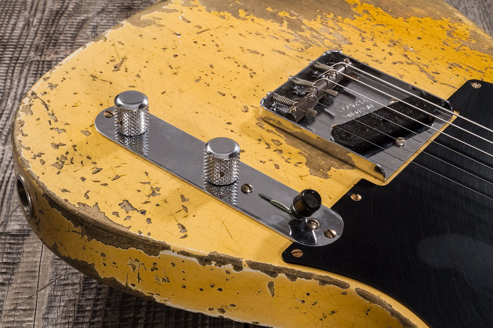 Fender Custom Shop Double Esquire/tele 1950 2s Ht Mn #r126773 - Super Heavy Relic Aged Nocaster Blonde - Guitare Électrique Forme Tel - Variation 5