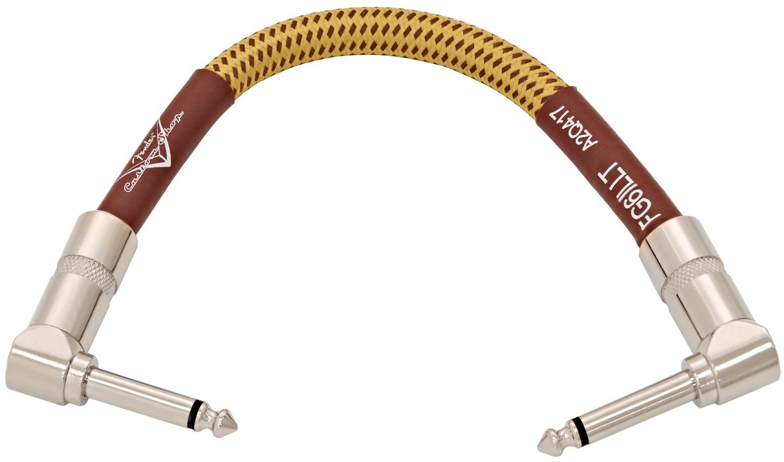 Câble Fender Custom Shop Instrument Patch Cable, Angle/Angle, 6inch Tweed