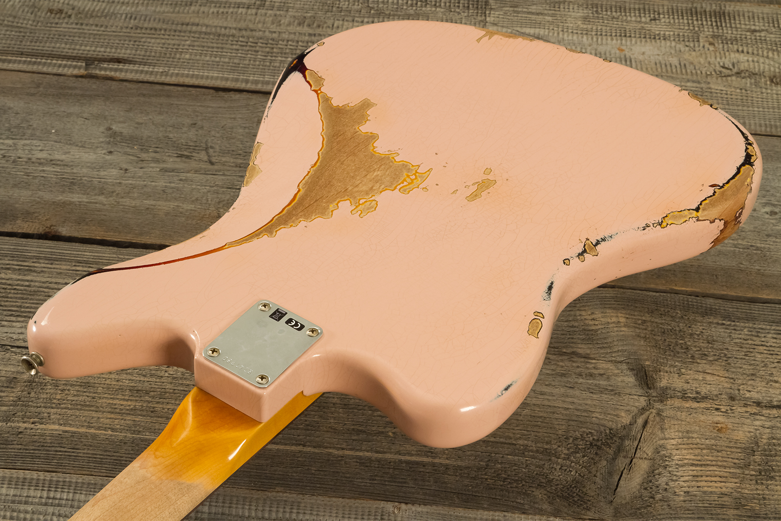 Fender Custom Shop Jaguar 1962 Shsc 2s Trem Rw #r141280 - Heavy Relic Shell Pink O. 3-color Sunburst - Guitare Électrique RÉtro Rock - Variation 8