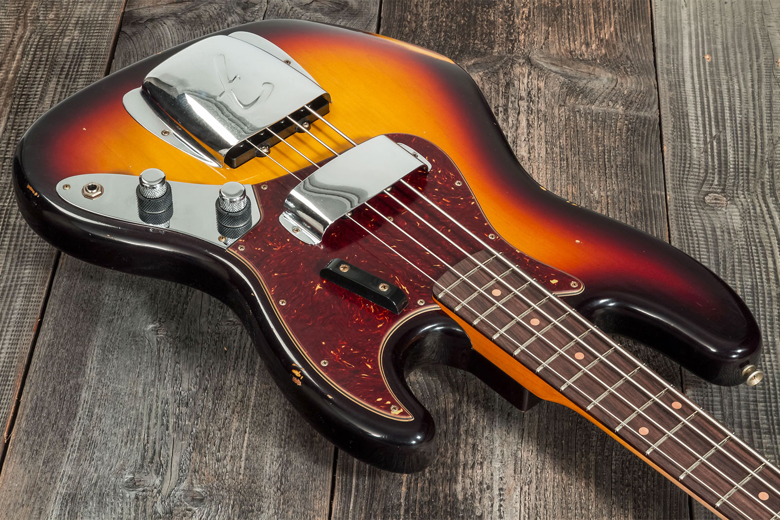 Fender Custom Shop  Jazz Bass 1962 Rw #cz569015 - Relic 3-color Sunburst - Basse Électrique Solid Body - Variation 2