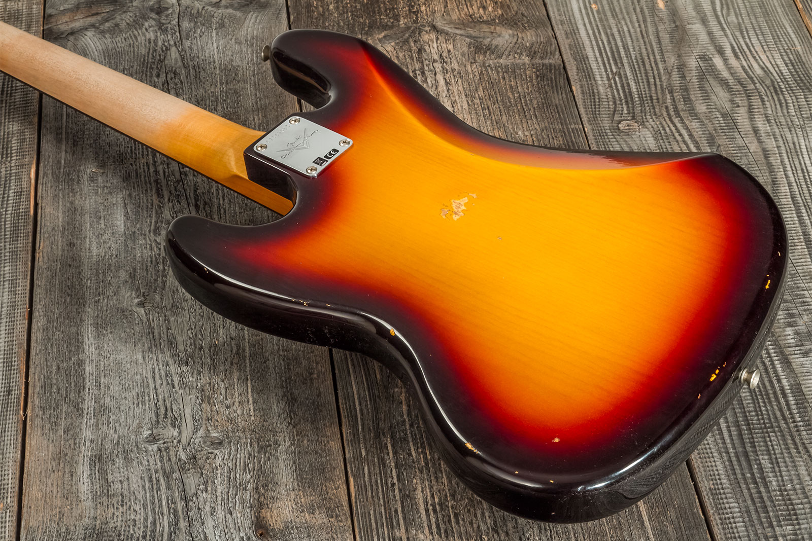 Fender Custom Shop  Jazz Bass 1962 Rw #cz569015 - Relic 3-color Sunburst - Basse Électrique Solid Body - Variation 6