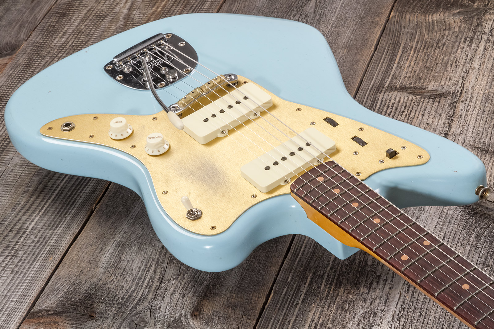 Fender Custom Shop Jazzmaster 1959 250k 2s Trem Rw #cz576203 - Journeyman Relic Aged Daphne Blue - Guitare Électrique RÉtro Rock - Variation 2