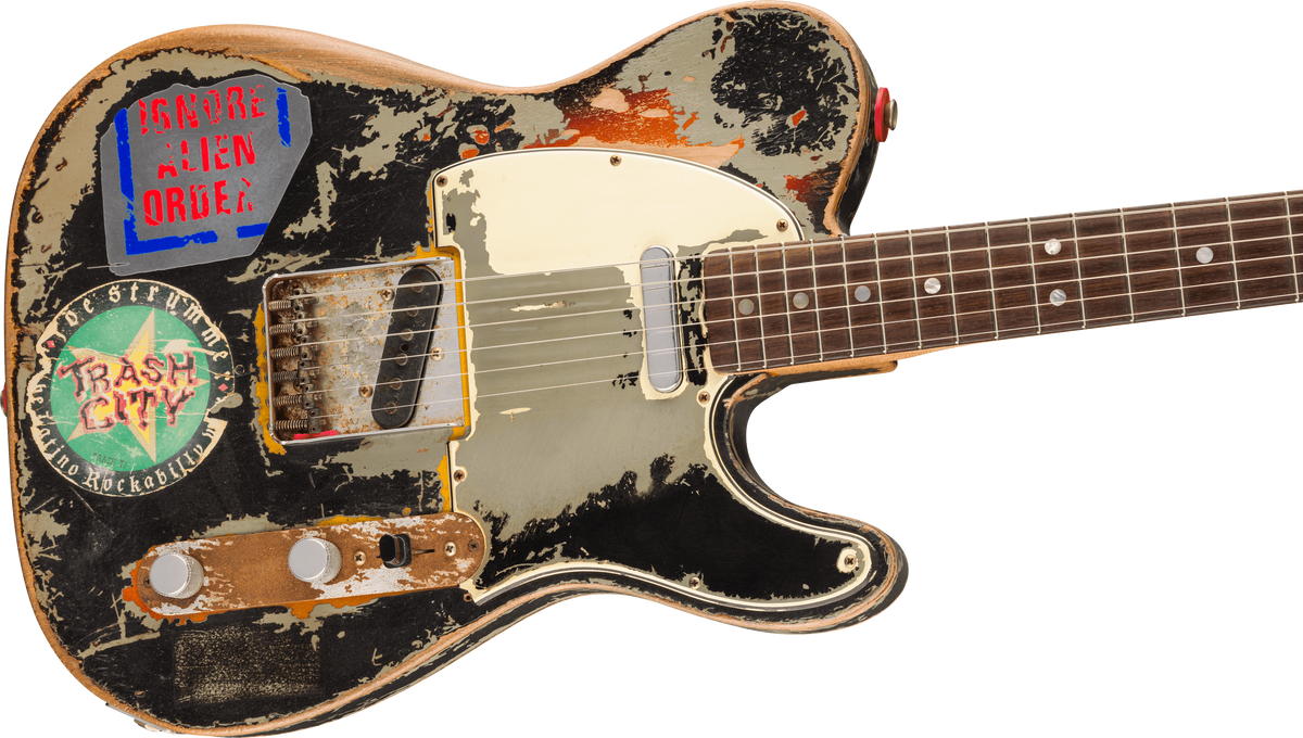 Fender Custom Shop Joe Strummer Tele Masterbuilt P.waller Ltd 2s Ht Rw - Super Heavy Relic Black O. 3-color Sunburst - Guitare Électrique Signature - 