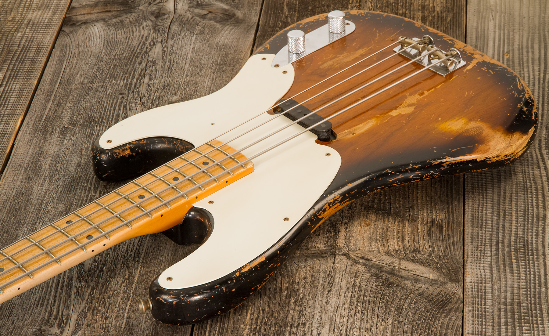 Fender Custom Shop Precision Bass 1955 Masterbuilt D.galuszka #xn3431 - Heavy Relic 2-color Sunburst - Basse Électrique Solid Body - Variation 2
