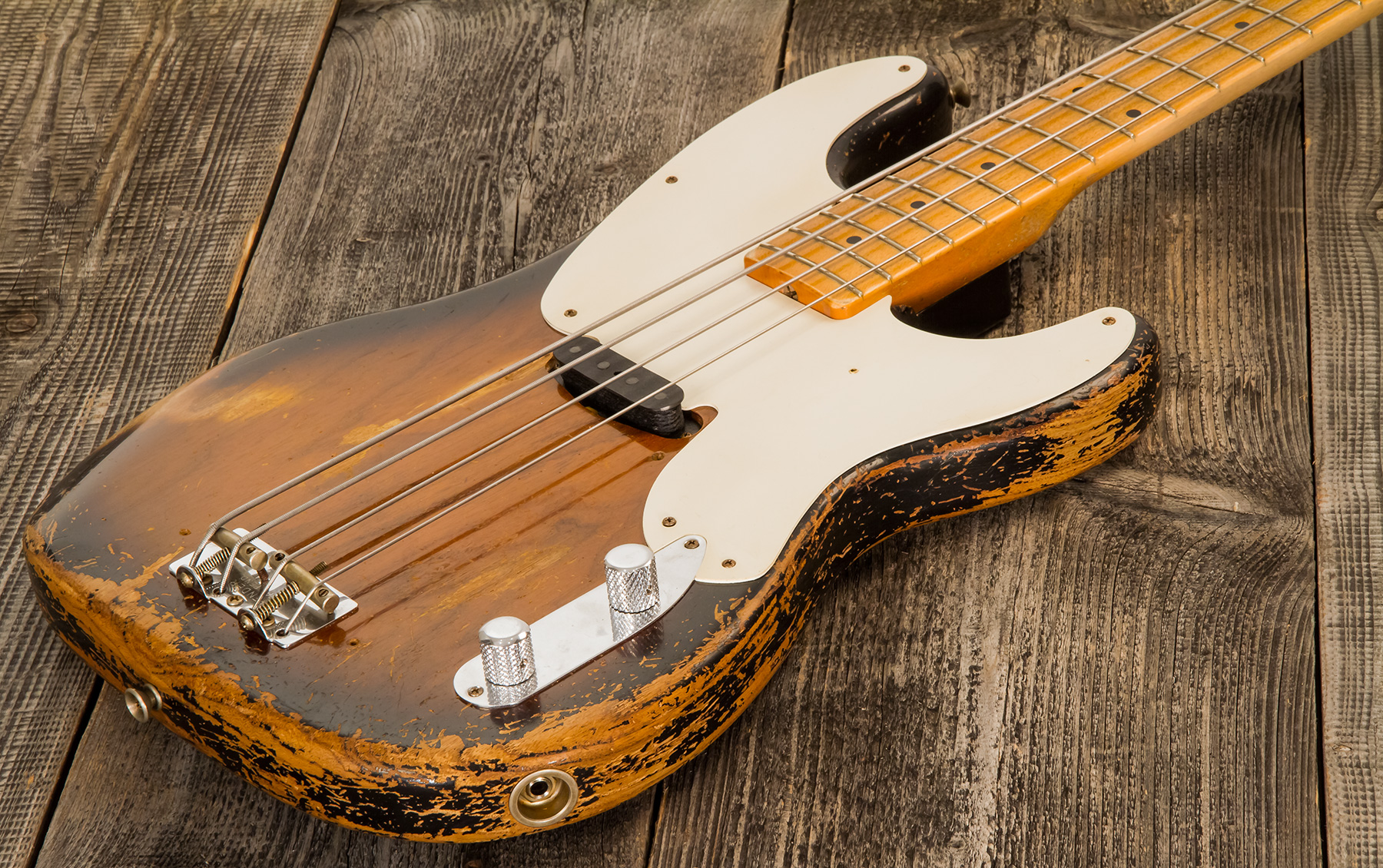 Fender Custom Shop Precision Bass 1955 Masterbuilt D.galuszka #xn3431 - Heavy Relic 2-color Sunburst - Basse Électrique Solid Body - Variation 3