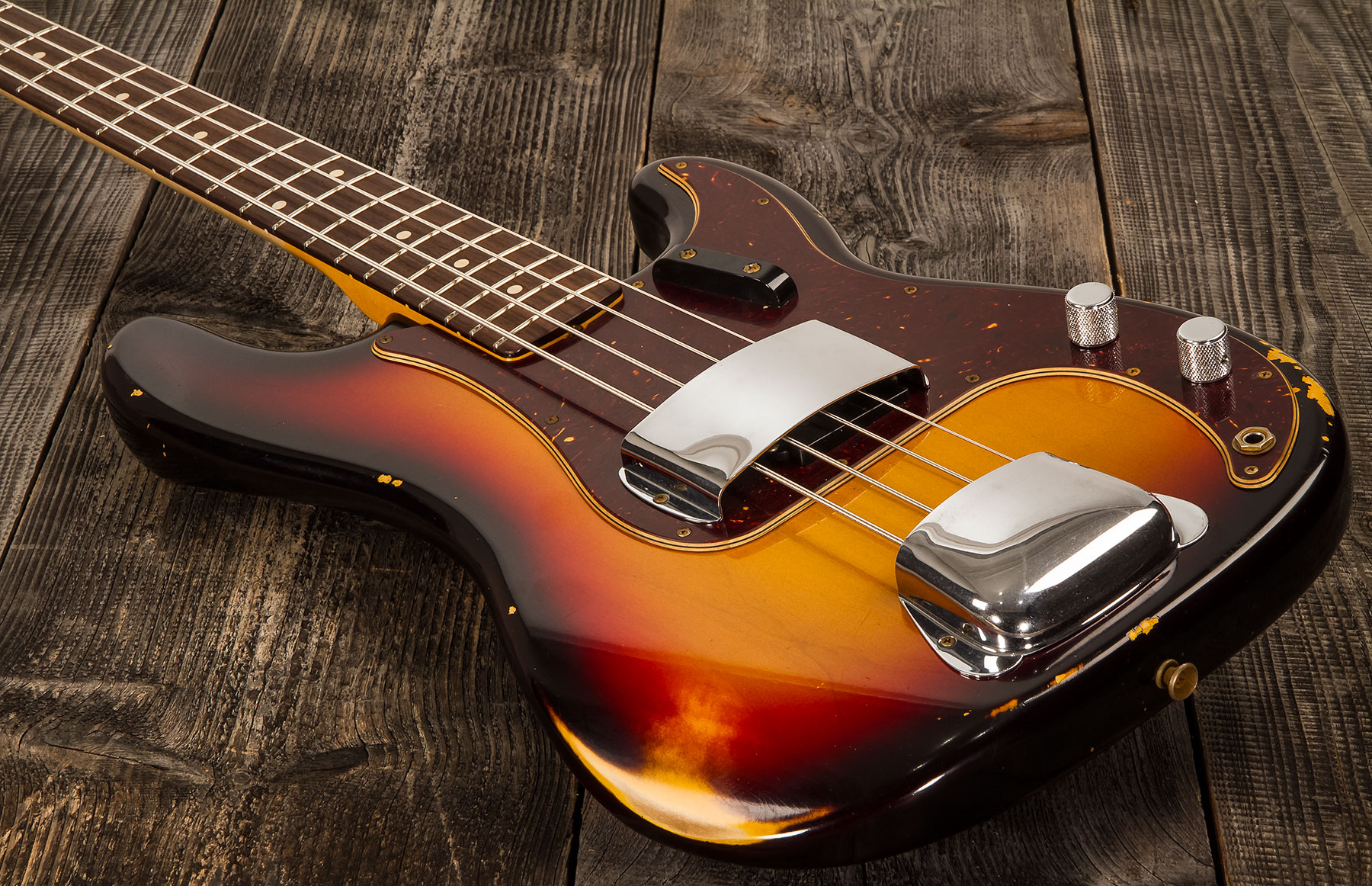 Fender Custom Shop Precision Bass 1961 Rw #cz556533 - Relic 3-color Sunburst - Basse Électrique Solid Body - Variation 2