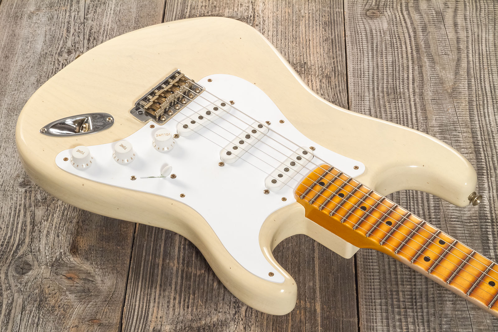 Fender Custom Shop Strat 1954 70th Anniv. 3s Trem Mn #xn4159 - Journeyman Relic Vintage Blonde - Guitare Électrique Forme Str - Variation 2