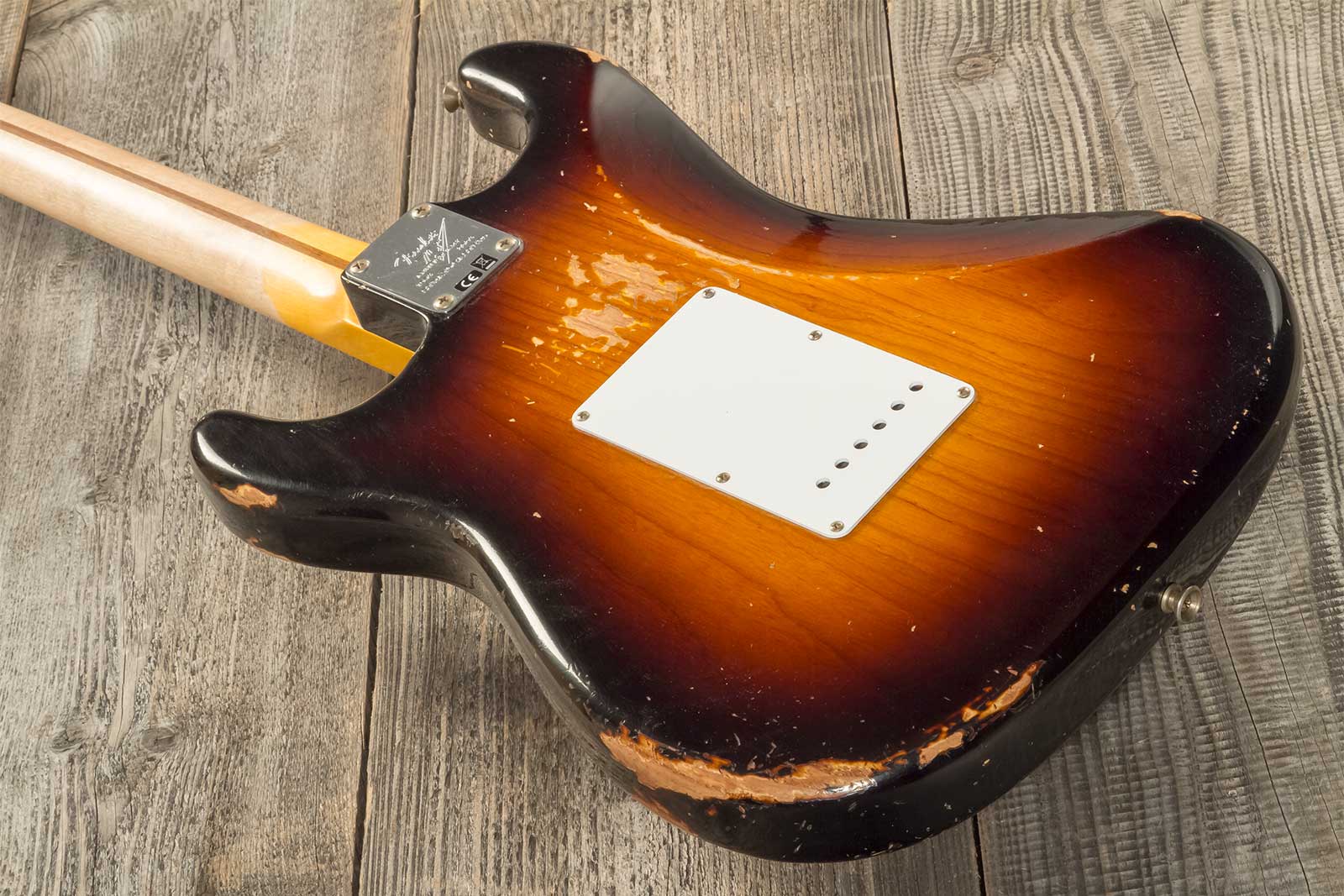 Fender Custom Shop Strat 1954 70th Anniv. 3s Trem Mn #xn4309 - Heavy Relic Wide Fade 2-color Sunburst - Guitare Électrique Forme Str - Variation 5