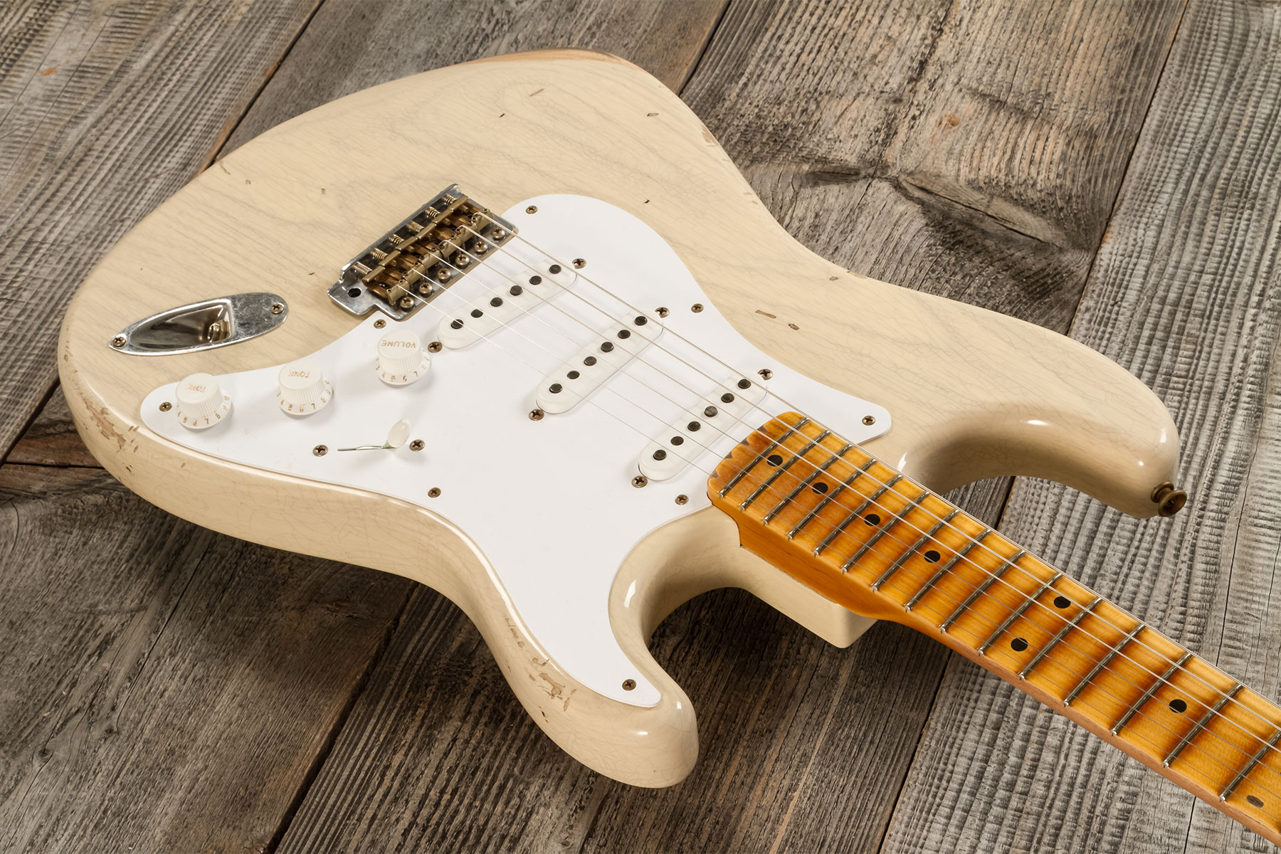 Fender Custom Shop Strat 1954 70th Anniv. 3s Trem Mn #xn5051 - Relic Vintage Blonde - Guitare Électrique Forme Str - Variation 2