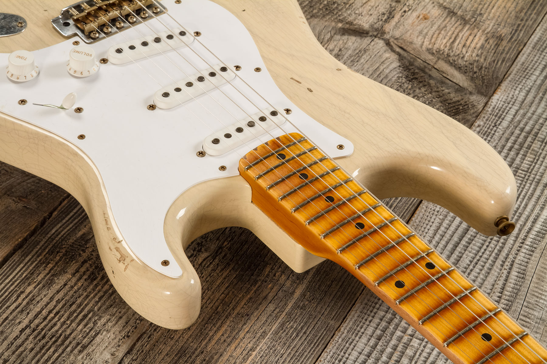 Fender Custom Shop Strat 1954 70th Anniv. 3s Trem Mn #xn5051 - Relic Vintage Blonde - Guitare Électrique Forme Str - Variation 4