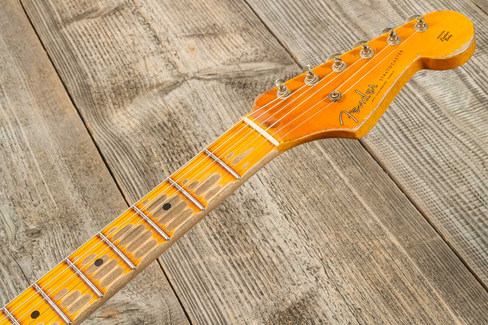 Fender Custom Shop Strat 1954 70th Anniv. Mn #xn4378 - Super Heavy Relic 2-color Sunburst - Guitare Électrique Forme Str - Variation 9