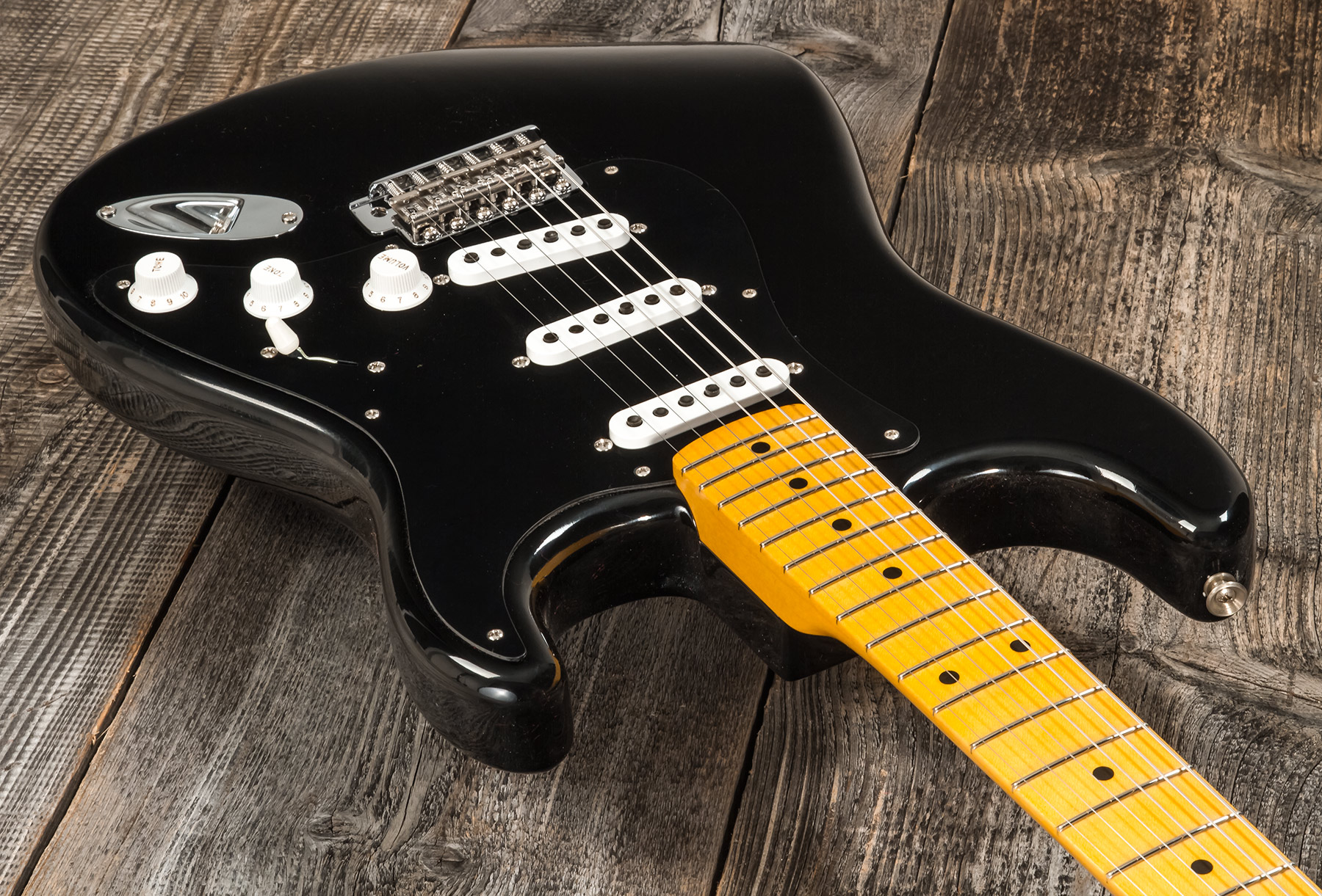 Fender Custom Shop Strat 1955 3s Trem Mn #r127877 - Closet Classic Black - Guitare Électrique Forme Str - Variation 2