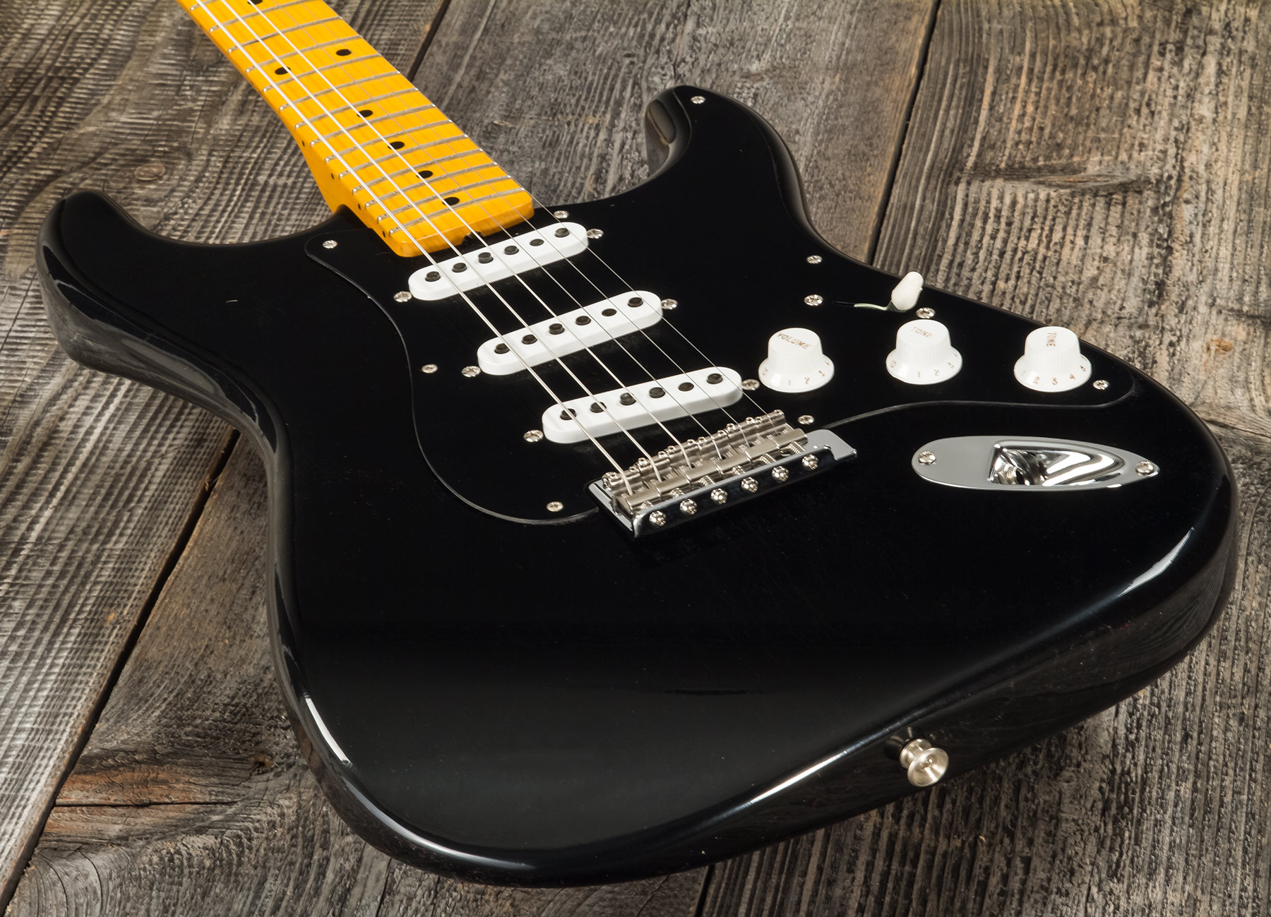 Fender Custom Shop Strat 1955 3s Trem Mn #r127877 - Closet Classic Black - Guitare Électrique Forme Str - Variation 3