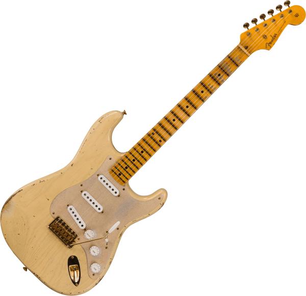 Guitare électrique solid body Fender '55 Bone Tone Strat Relic Ltd - Relic aged honey blonde w/ gold hardware