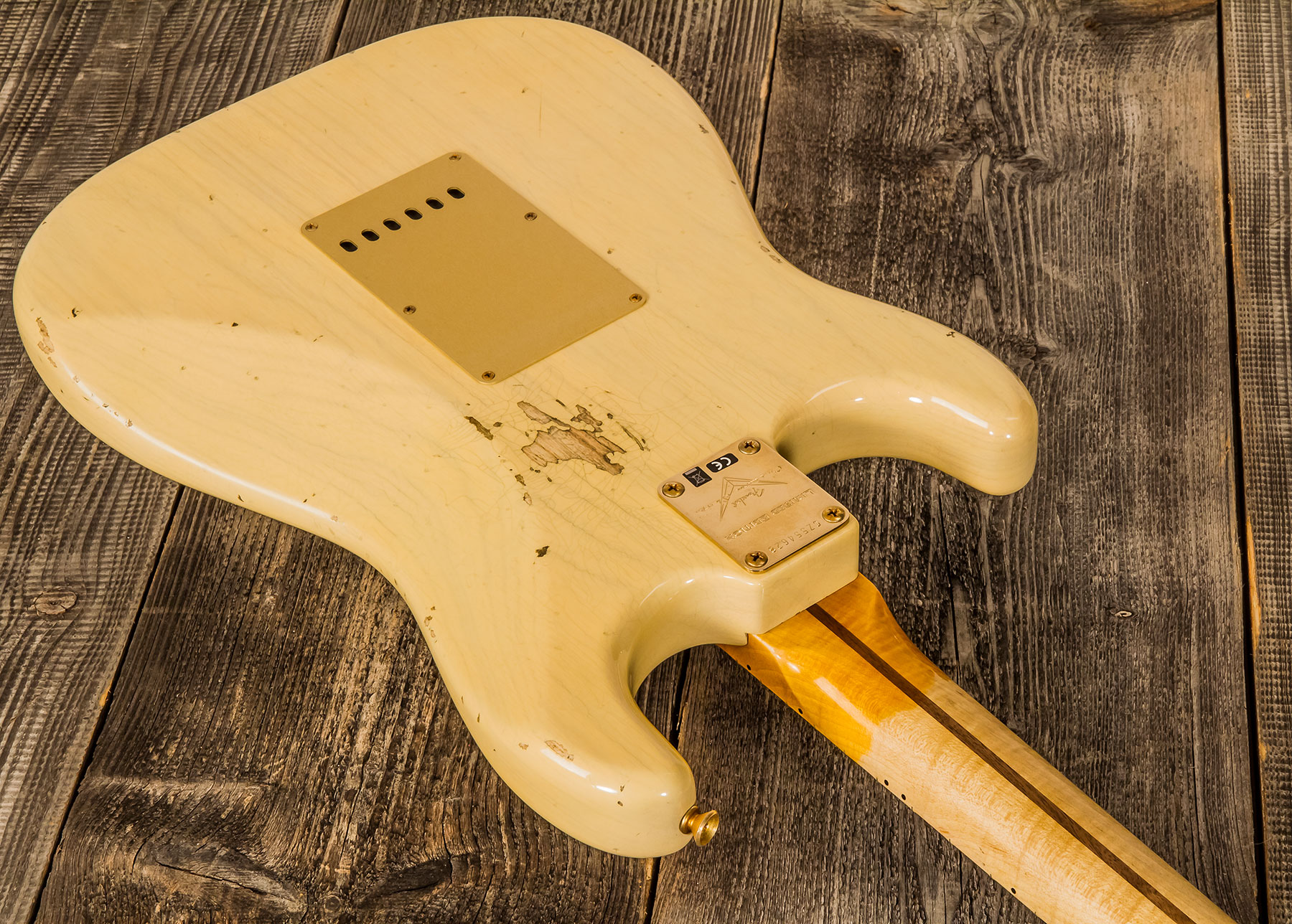 Fender Custom Shop Strat 1955 Bone Tone Usa 3s Trem Mn #cz554628 - Relic Honey Blonde W/ Gold Hardware - Guitare Électrique Forme Str - Variation 2