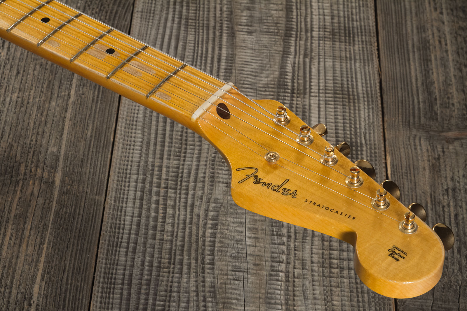 Fender Custom Shop Strat 1955 Hardtail Gold Hardware 3s Trem Mn #cz568215 - Journeyman Relic Natural Blonde - Guitare Électrique Forme Str - Variation