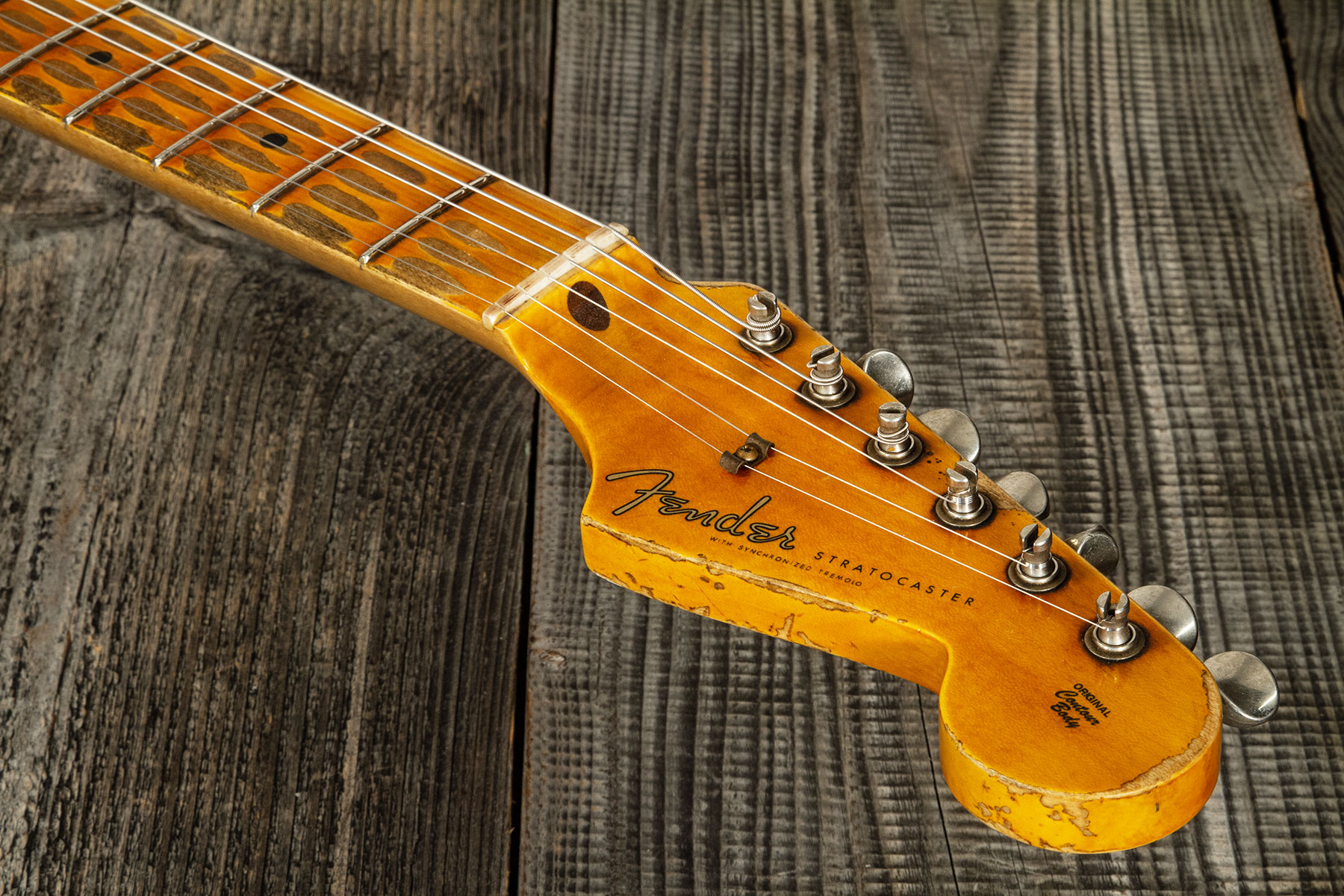 Fender Custom Shop Strat 1956 3s Trem Mn #cz568636 - Super Heavy Relic Aged India Ivory - Guitare Électrique Forme Str - Variation 9