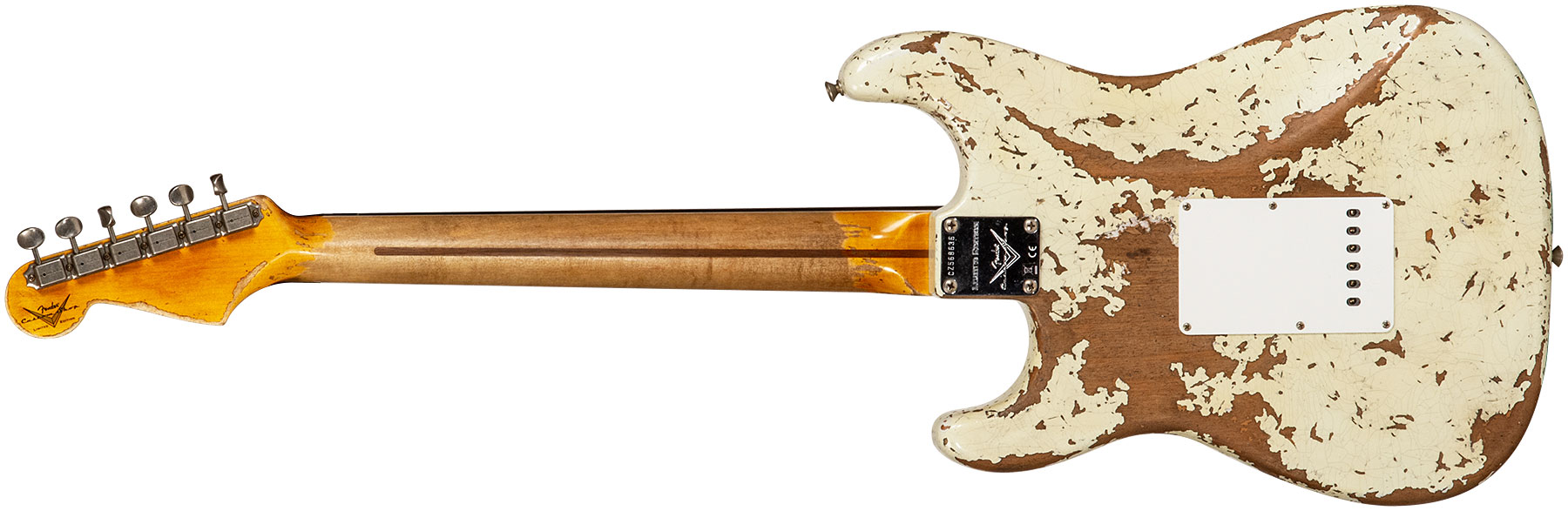 Fender Custom Shop Strat 1956 3s Trem Mn #cz568636 - Super Heavy Relic Aged India Ivory - Guitare Électrique Forme Str - Variation 1