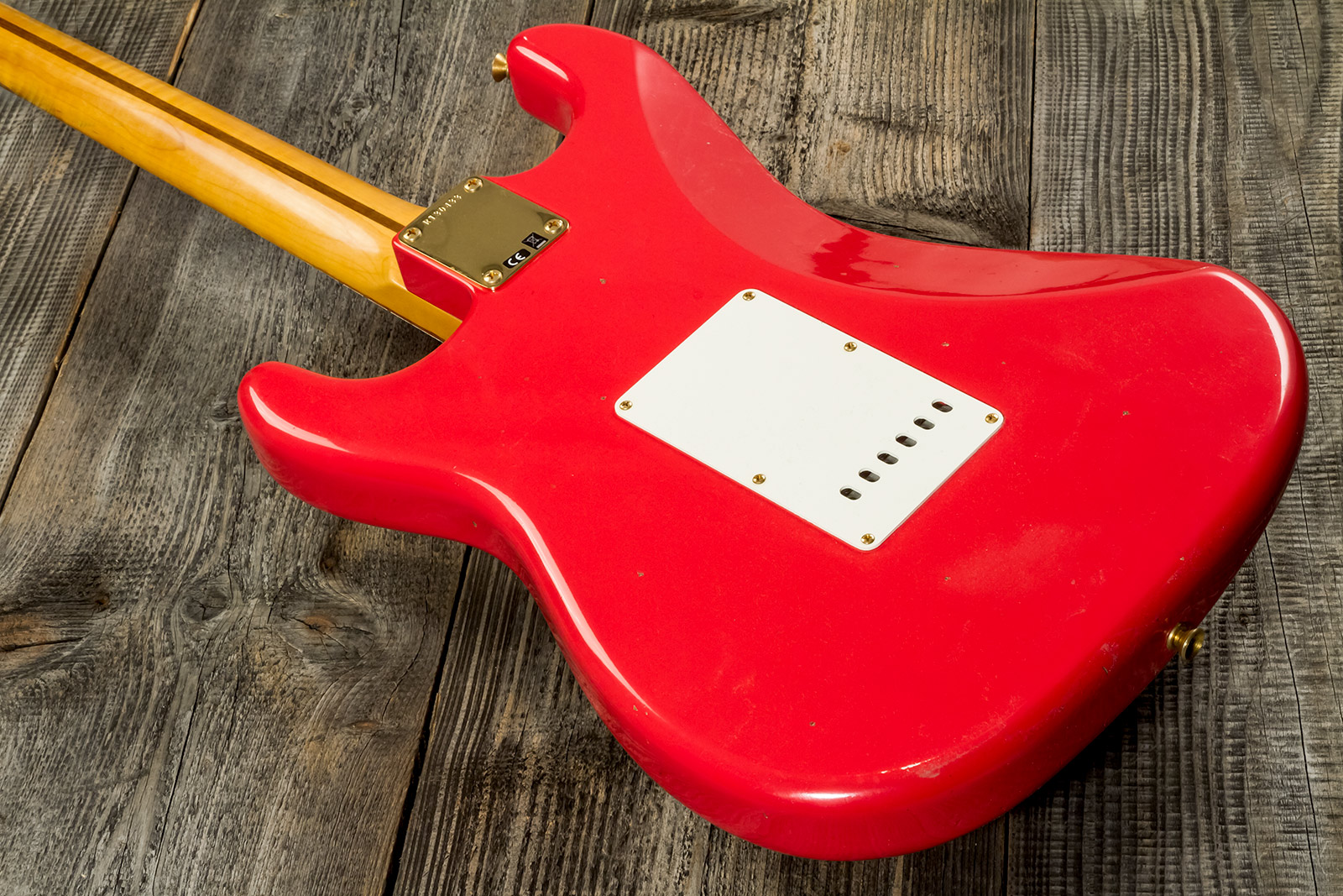 Fender Custom Shop Strat 1956 3s Trem Mn #r130433 - Journeyman Relic Fiesta Red - Guitare Électrique Forme Str - Variation 5